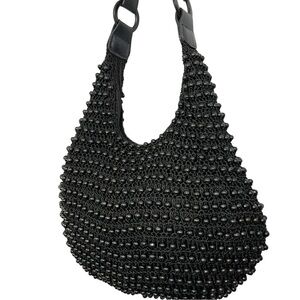 Black Beaded Shoulder Bag